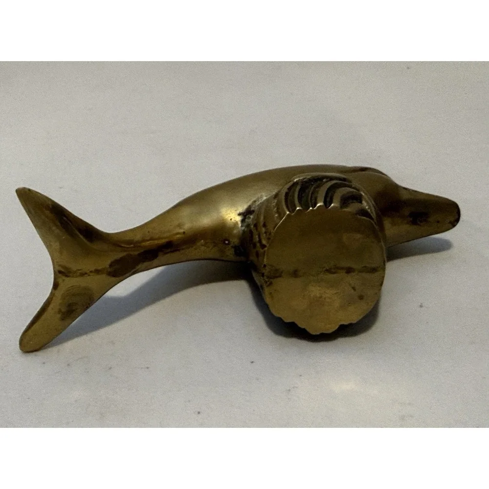 Vintage Solid Brass Dolphin figurine 5